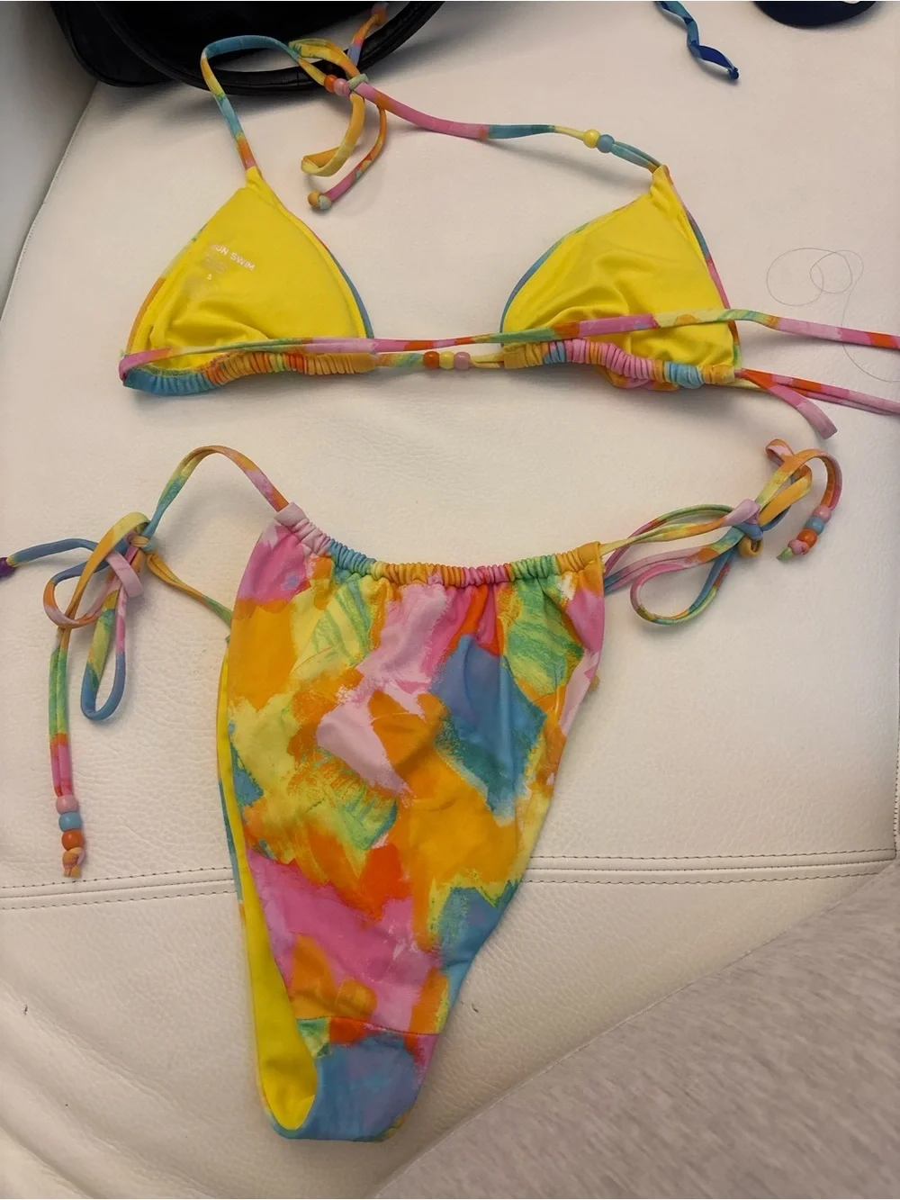 Pacsun Colorful Tie-Dye String Bikini - Yellow Pink Blue - Picture 2 of 2